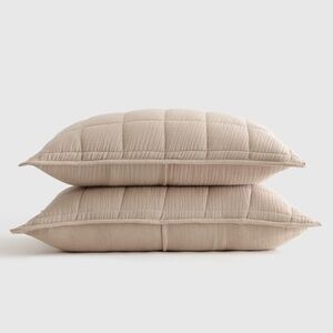 NWOT QUINCE Organic Airy Gauze Box Quilt Sham Set King Dune 5765